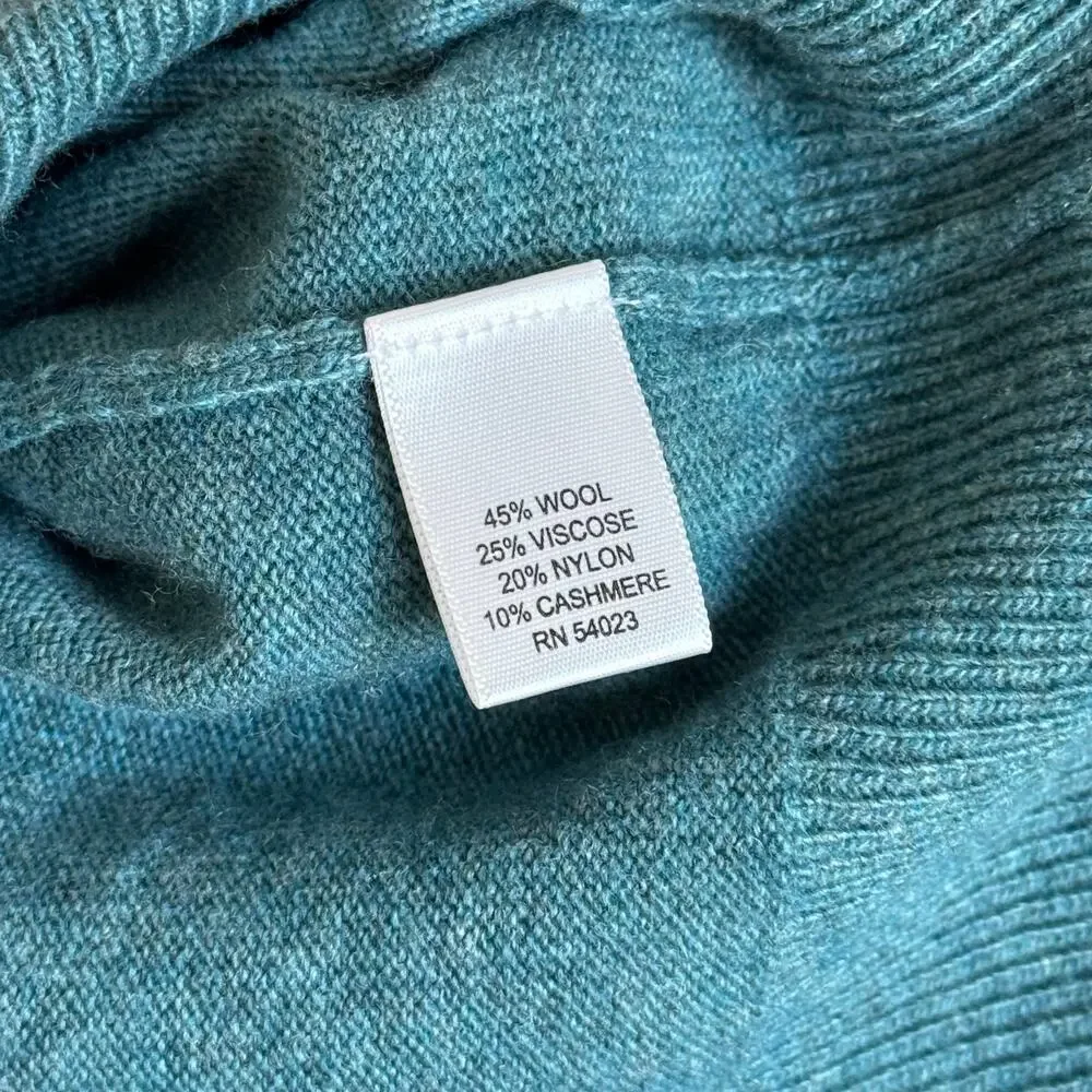 Banana Republic Italian Yarn Cashmere Wool Sweater Men’s M Teal Crew Neck Knit